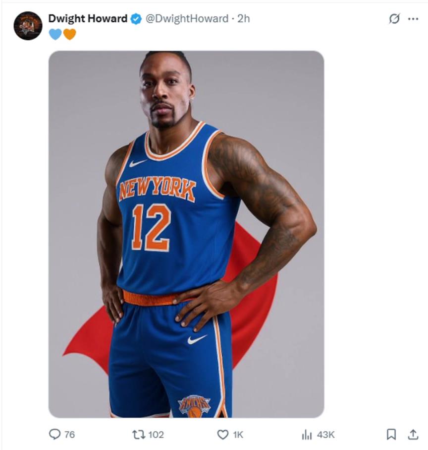 難道說？尼克斯步行者G4賽后 霍華德發(fā)推身披尼克斯戰(zhàn)袍